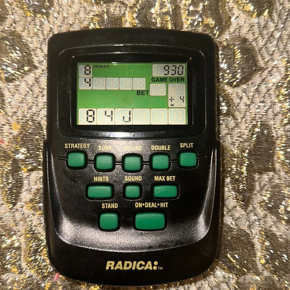 Vintage Radica Blackjack Master Handheld Model 3656, Requires 1 Triple A Battery